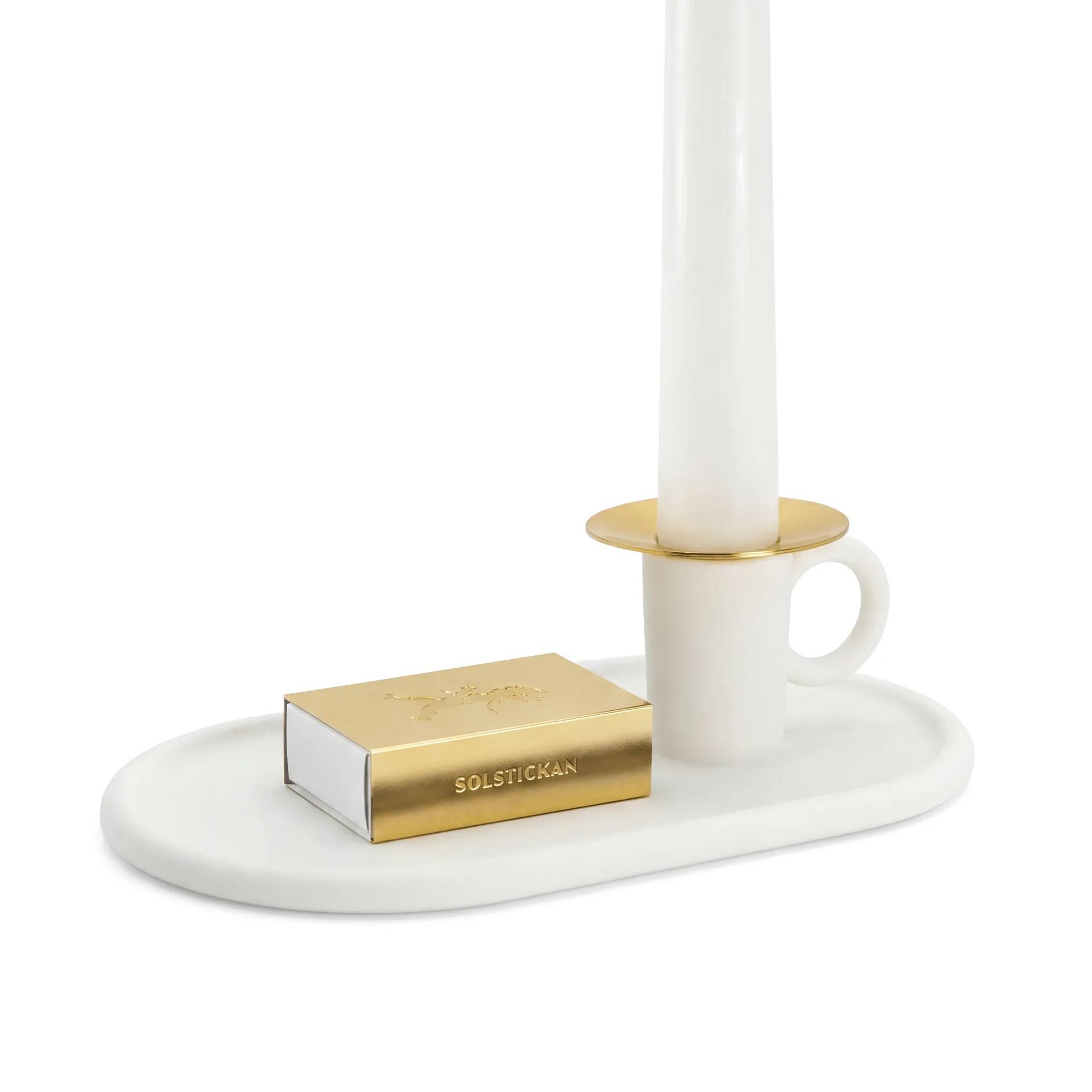 Solstickan Design Kammarljusstake med tändsticksetui Vit