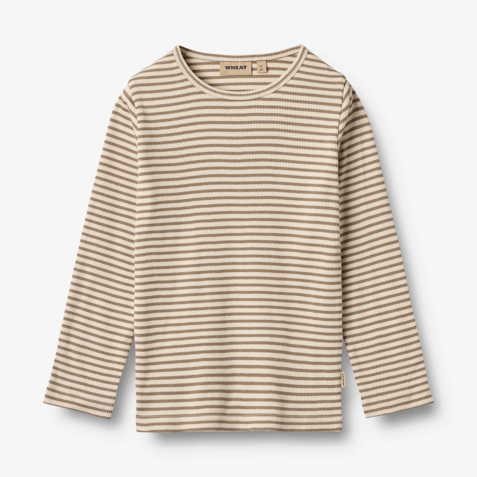 WHEAT® - Langærmet T-Shirt Stig - stone stripe - Str 140.