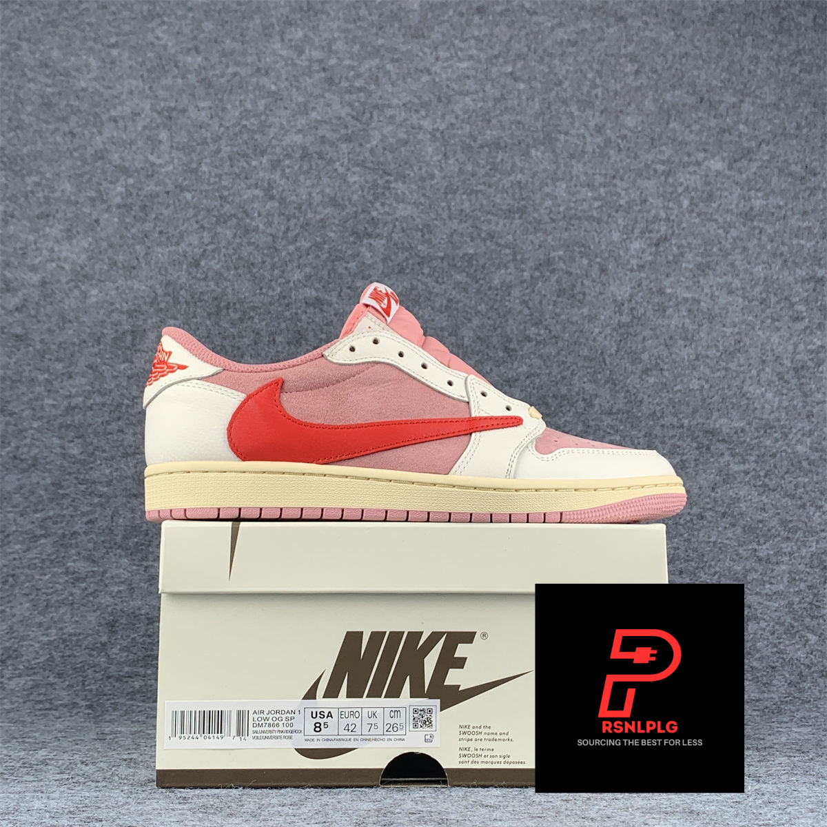Travis Scott x Air Jordan 1 Retro Low OG 'Tropical Pink' (B-grade) - (Mens) EUR 46 • US 12 • UK 11