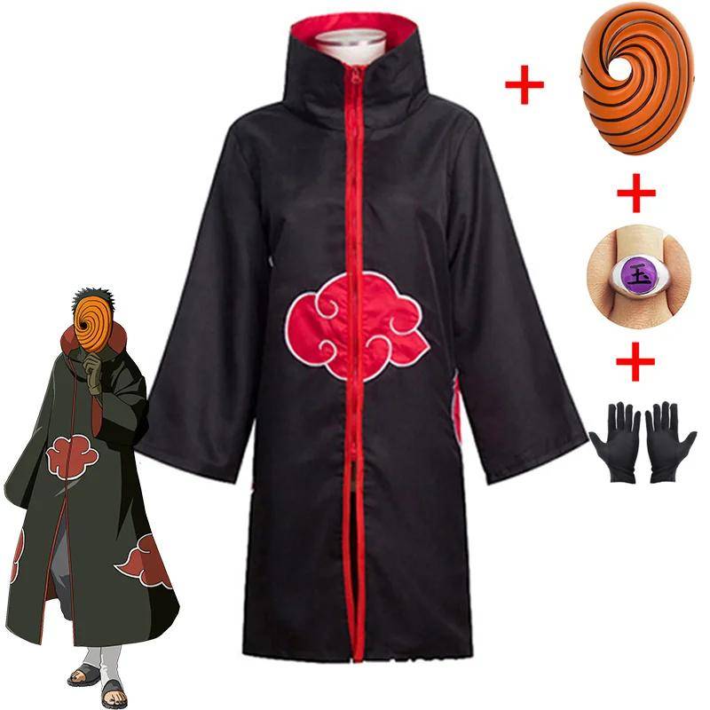 Naruto Tobi Obito Cosplay Kostym Akatsuki Långärmad Mantel Halloween Karneval Rolig Vuxen Cosplay Kostym cm