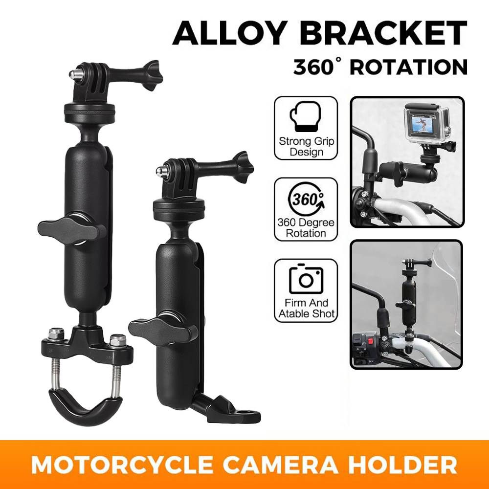 360° Motorcycle Handlebar Mount Aluminum Holder Bike Bracket For GoPro Hero 12 11 10 9 8 Insta360 Osmo Action Camera Accessories