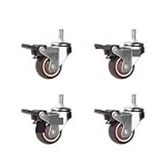 Castor Wheels, Svängbara hjul 4st gängade stamhjul Svängbara 360 graders möbel Barnsäng som rör sig ljudlöst hjul med broms Varaktighet(4pcs-with brake,1 inch)