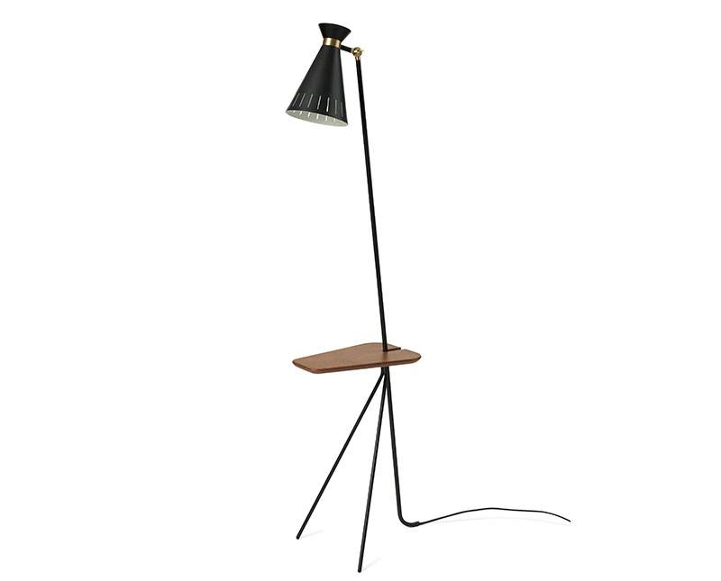 Cone Golvlampa med bord Black - Svart