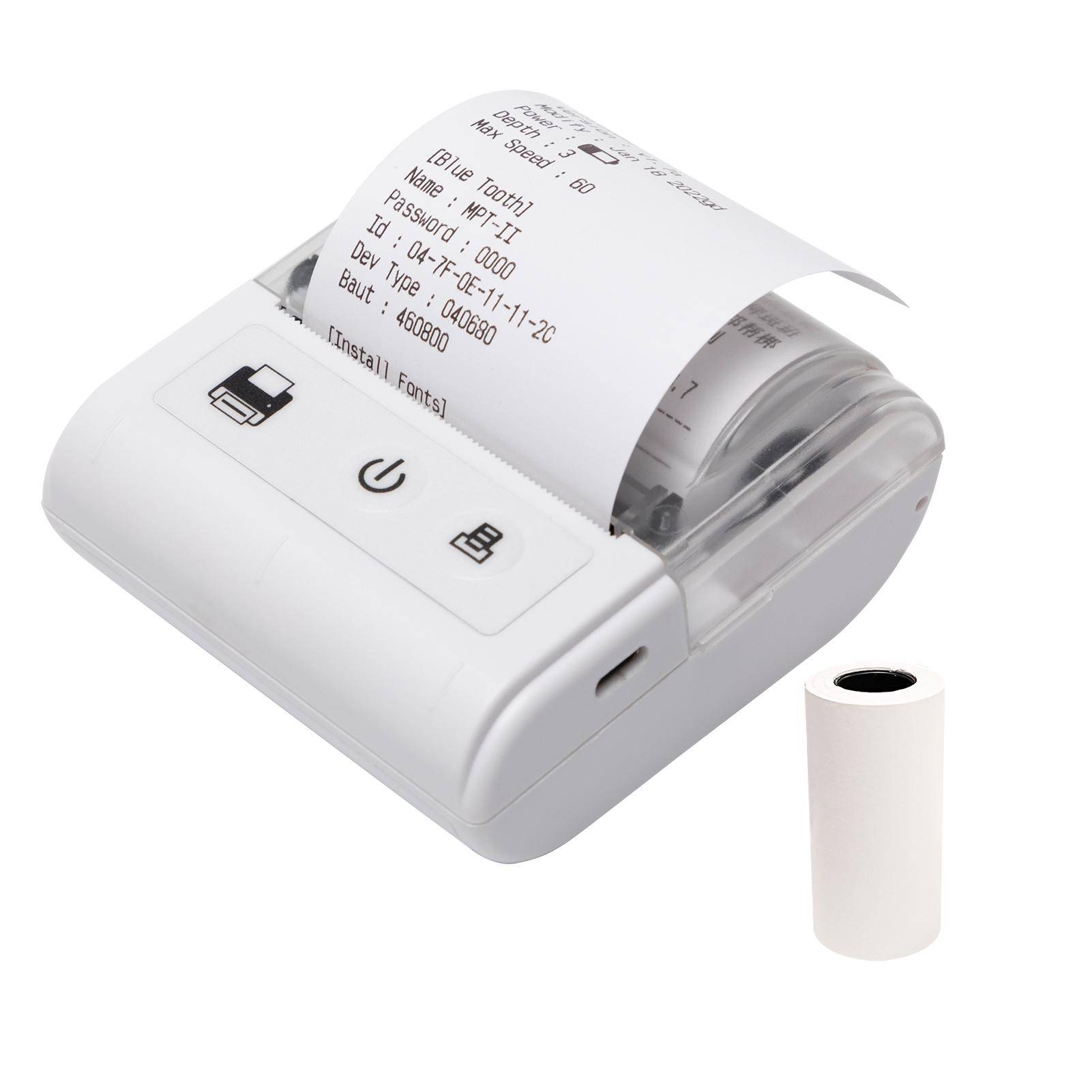 Bärbar mini termisk kvittoskrivare USB & BT-anslutning 2 tum 57 mm trådlös skrivare hög hastighet