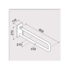 Presto ERGOPLUS løftehåndliste 80 cm til toilet/vask, pulverlakeret, hvid