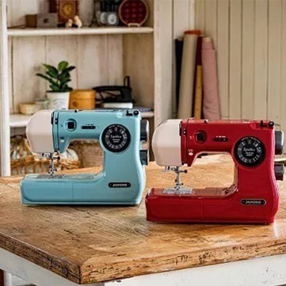 Bärbar Symaskin Mini Elektrisk Hushålls Hantverk Reparation Overlock 12 Sömmar med Pressarfot Pedal För Nybörjare blå