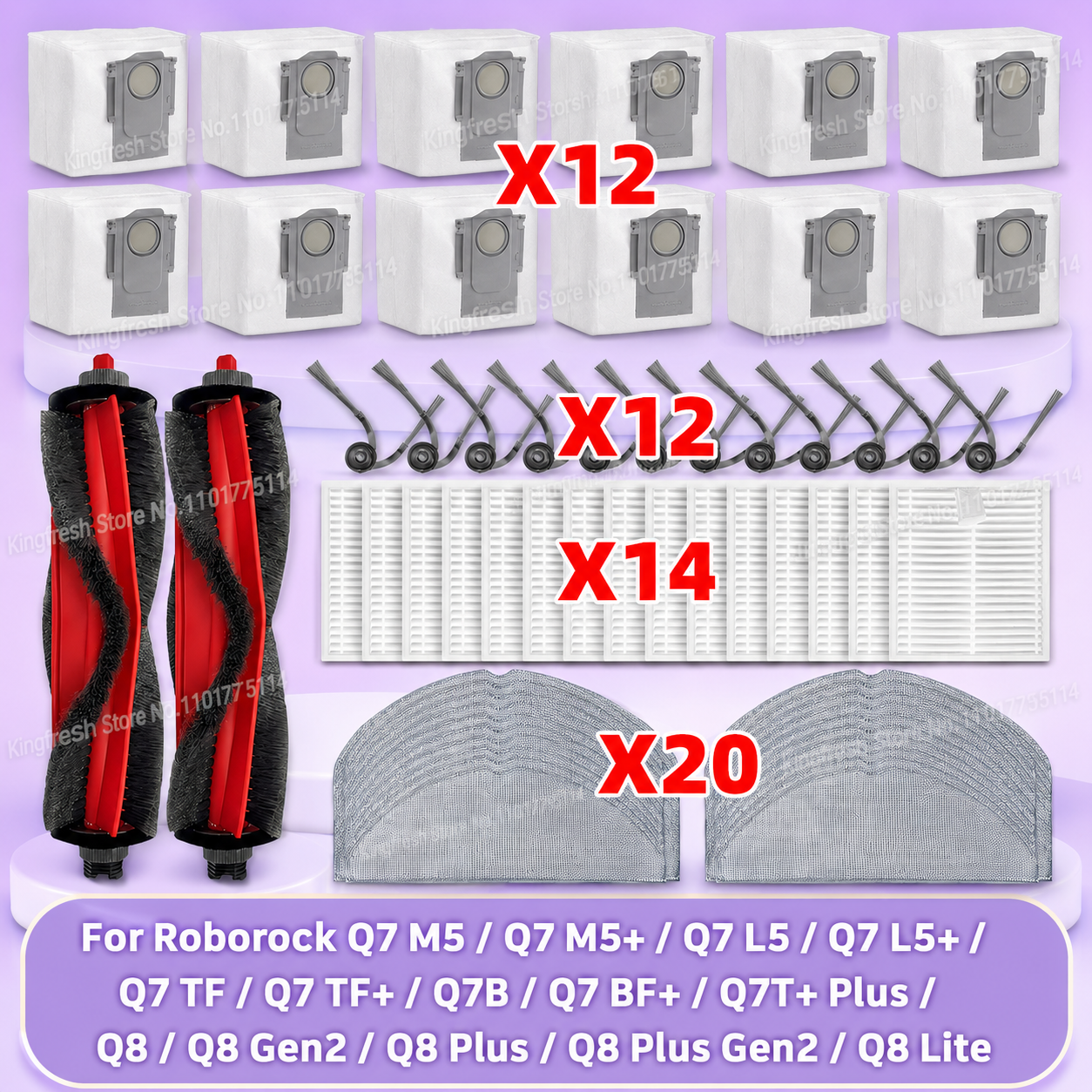 Fit for Roborock Q7 M5/Q7 M5+/Q7 L5/Q7 L5+/Q7 TF/Q7 TF+/Q7B/Q7 BF+/Q7T+ Plus/Q8/Q8 Gen2/Q8 Plus/Q8 Plus Gen2/Q8 Lite Brush Bag