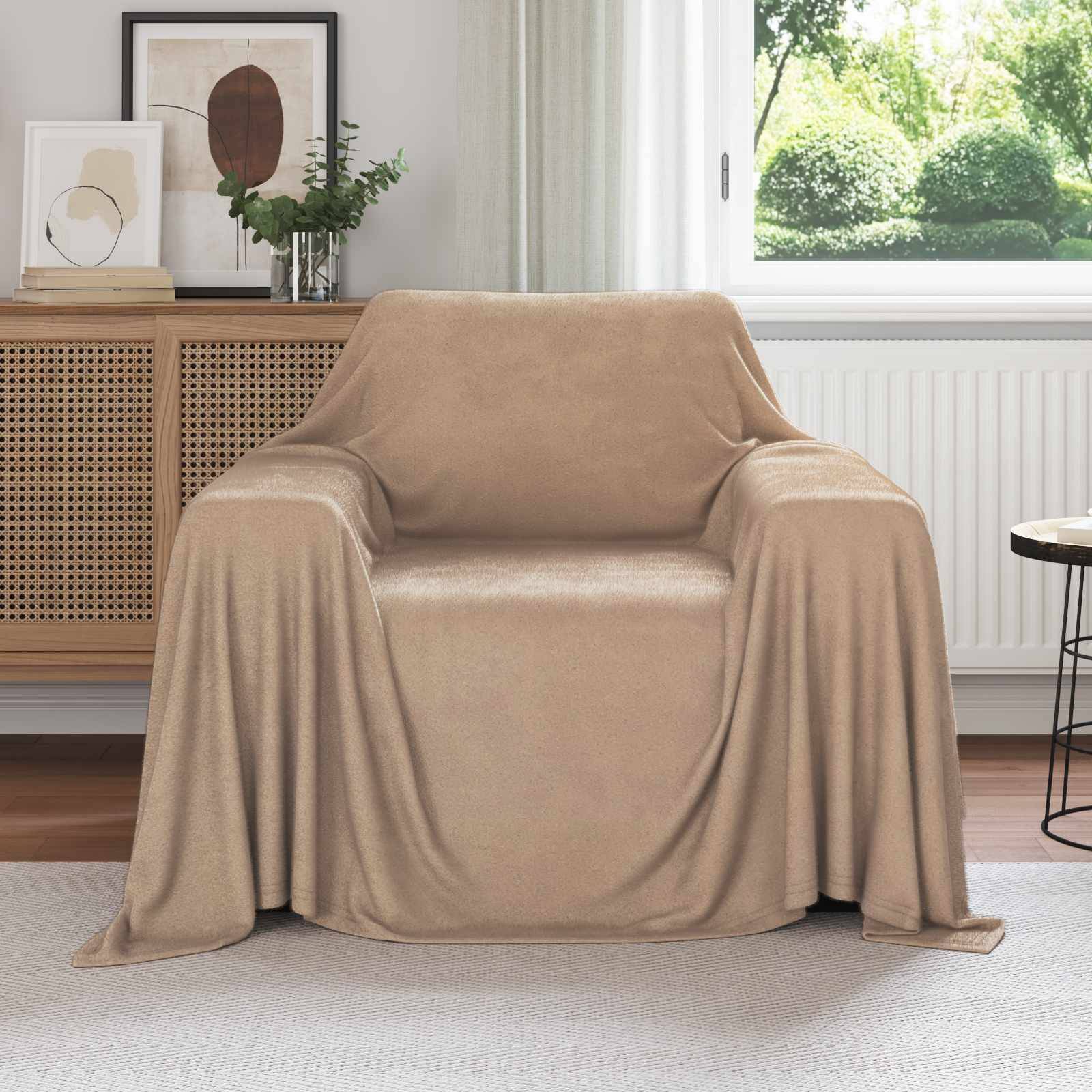 vidaXL Throw tæppe Camel 210 x 140 cm Fleece