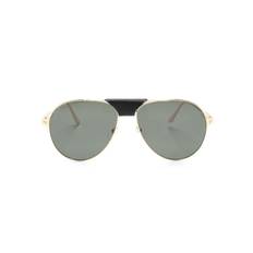 Cartier Eyewear - Santos de Cartier pilotsolglasögon - herr - metall - 60 - Guldfärgad