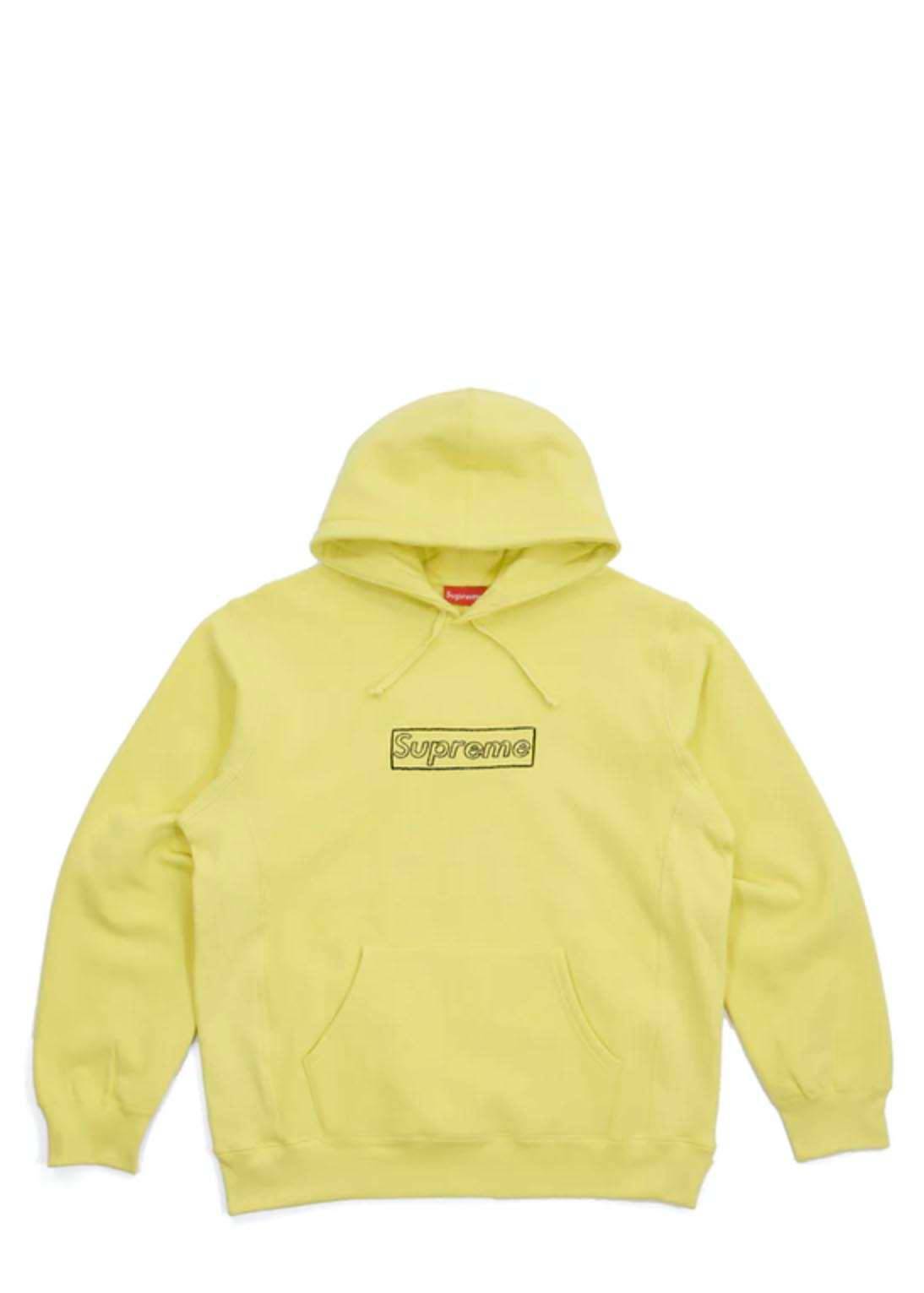 Supreme x KAWS Chalk Logo Hoodie "Lemon" - L