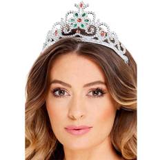 Tiara Silver röda & gröna stenar