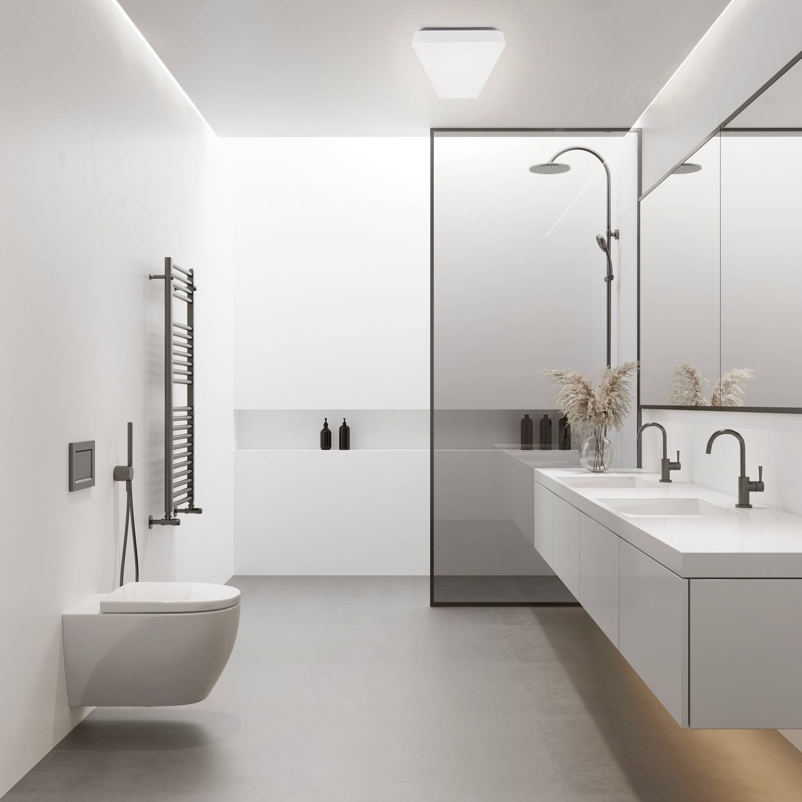 MEGAMAN Taklampa Bruno, Vitt / opal, Badrum, Syntetmaterial, Modern, Taklampa