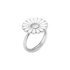 Daisy ring i sølv med hvid emalje fra Georg Jensen