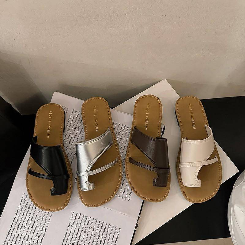 Nya sandaler för kvinnor Ortopediska tofflor för hallux valgus Lädersandaler med tåring Bekväma platåballerinaskor Damskor Plusstorlekar cm choklad