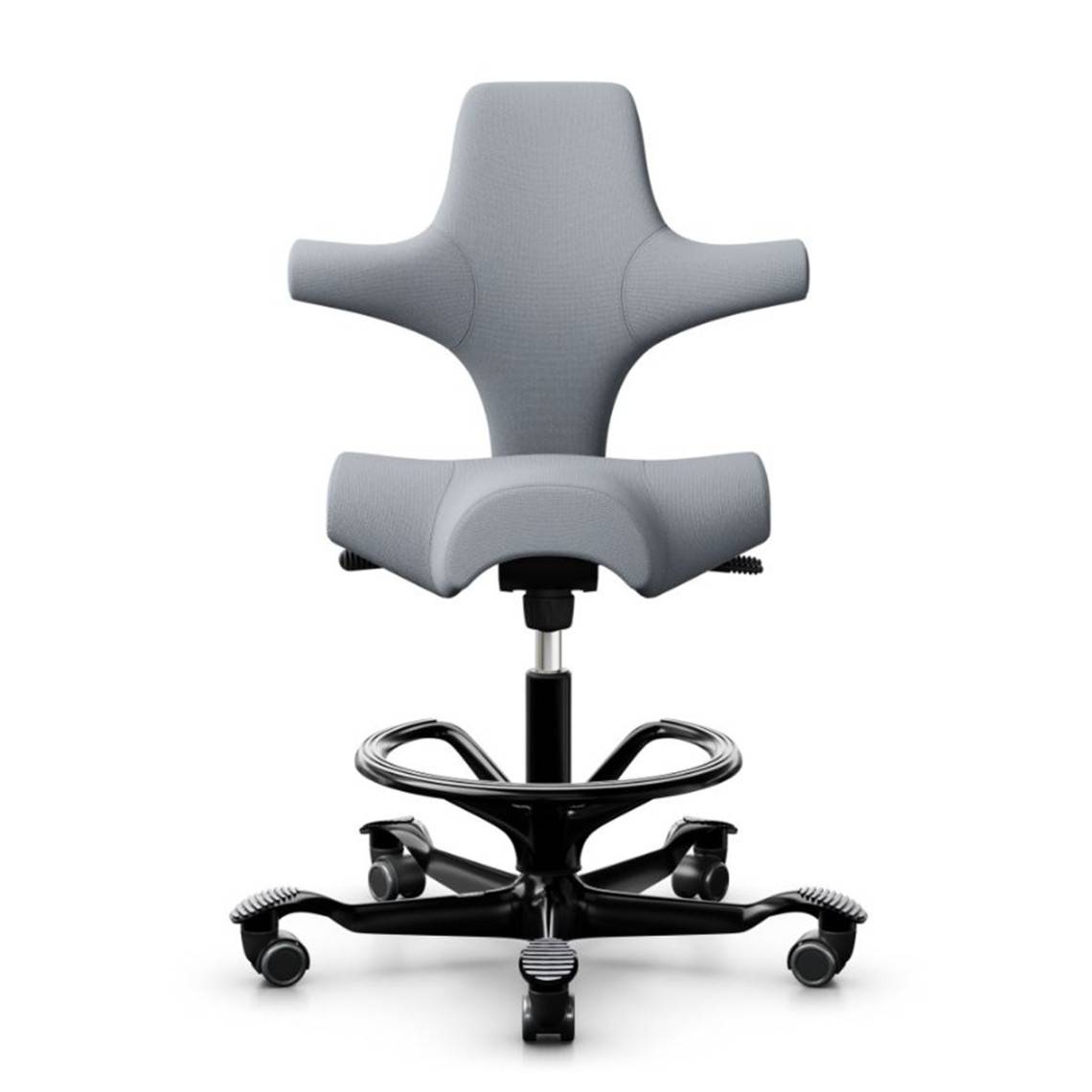 HÅG Capisco 8106, Ergonomisk kontorsstol, Färg Ljusgrå (SC60139), Underrede Svart, Liftomat 200 mm, Fotring Ja
