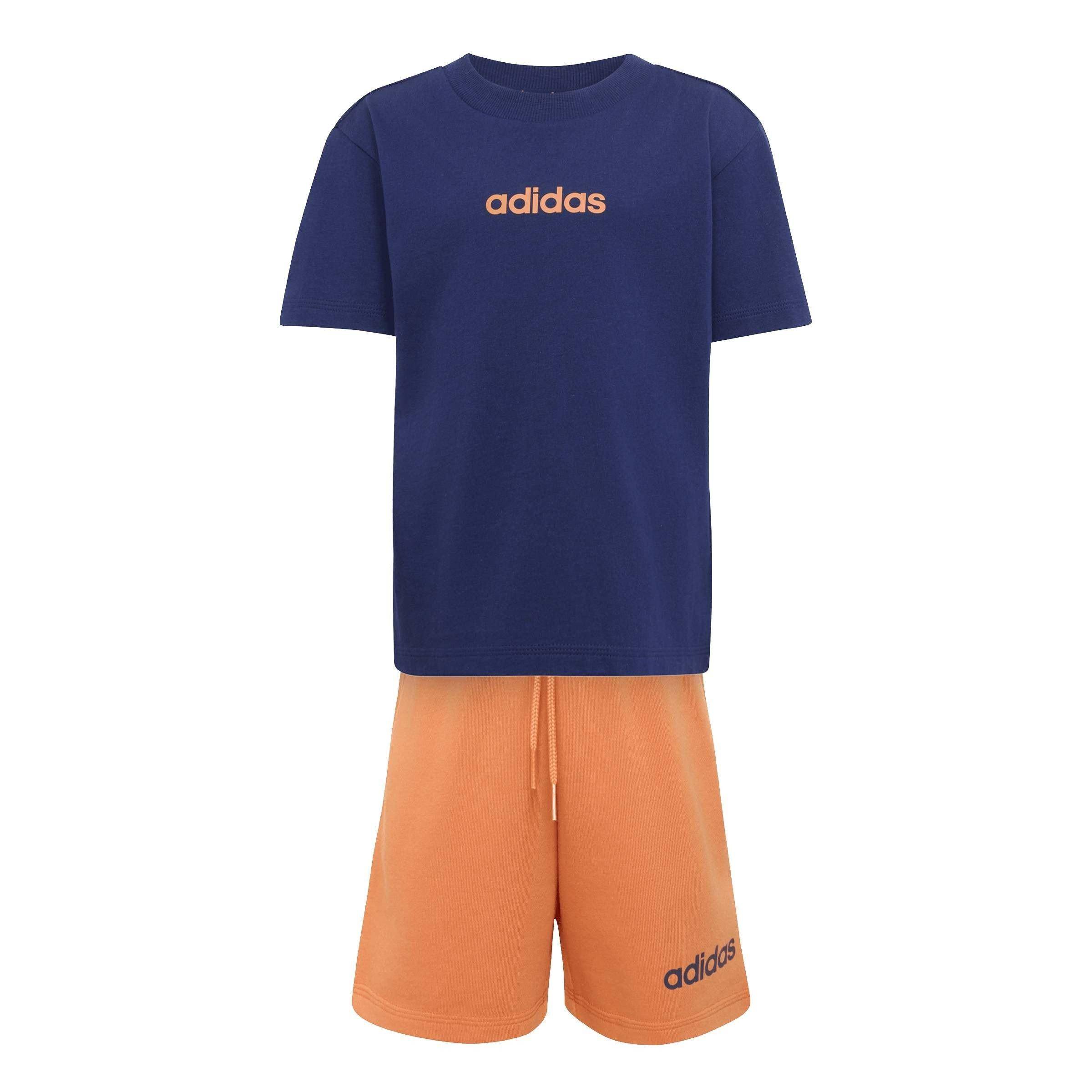 Adidas Kids' Lin Cotton Short-Sleeve T-Shirt And Shorts Clothing Set