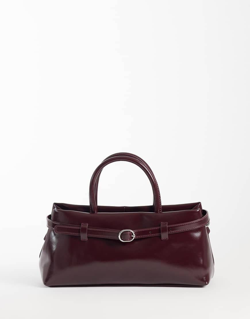 ASOS DESIGN – Vinröd, liten toteväska med skärp
