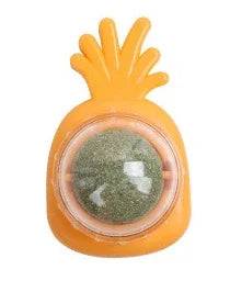 Catnip Wall Ball - Natural Edible Cat Mint Toy for Hairball Relief - Pineapple Orange