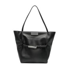 Max Mara, Taske, Dame, Sort, ONE SIZE, Uld, Sort skuldertaske med logo-plakette