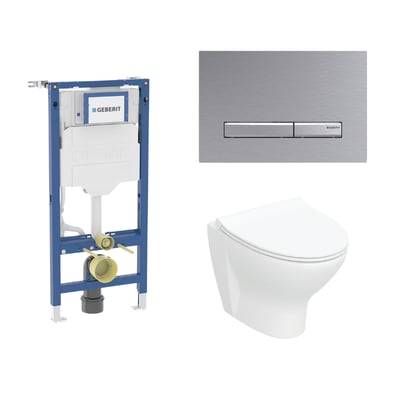 Geberit Duofix 112 cm toiletpakke inkl. Ifö Spira Classic væghængt toilet + toiletsæde, Geberit Sigma50 square krom/matkrom