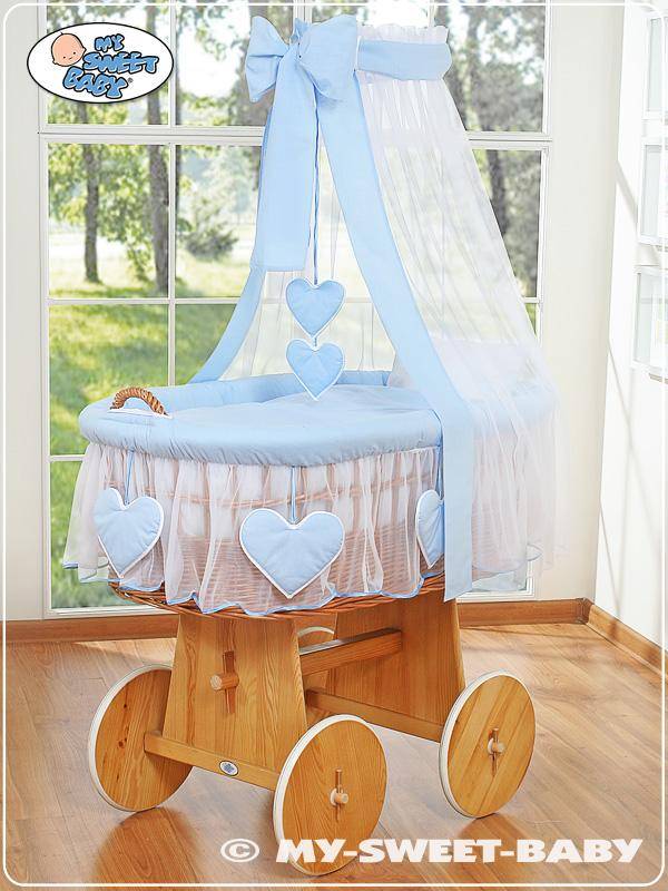 Moses basket with canopy - Amelie blue