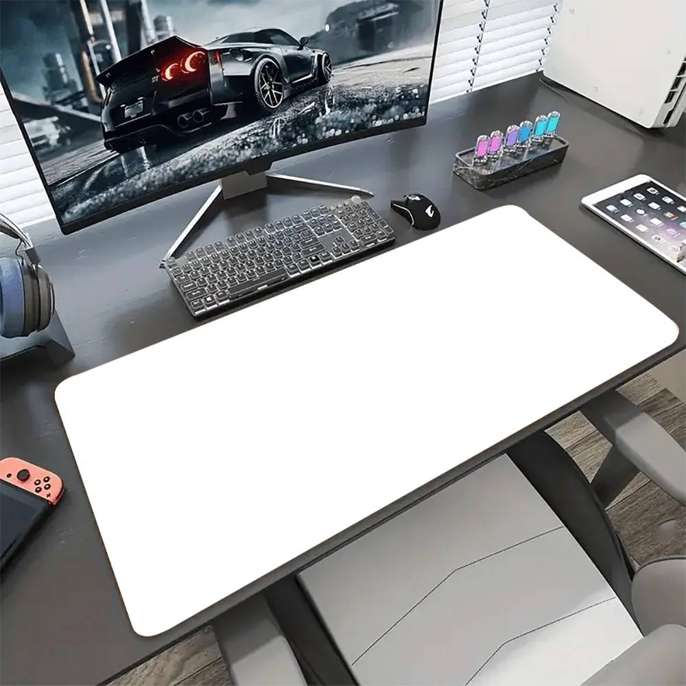 White Mouse Pad Gaming Accessory XXL Stitched Edges Long Deskmats HD Non-Slip Computer Extended Keyboard Mat for Laptop Mousepad
