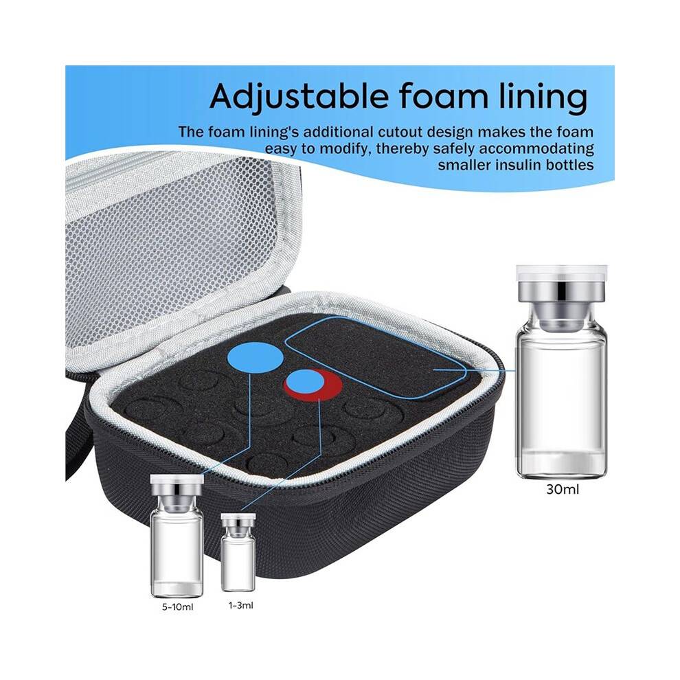 10 Slots Insulin Vial Protector Case, Insulin Vial Organizer Bag for Diabetics Standard 1ml 3ml 5ml 10ml and 30ml Vials