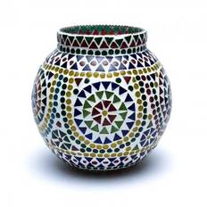 Mosaik lysestage - vase multicolour - Lysestager generelt - GodKarmaShop