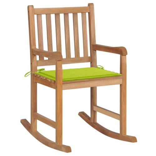 Gungstol med ljusgrön dyna massiv teak