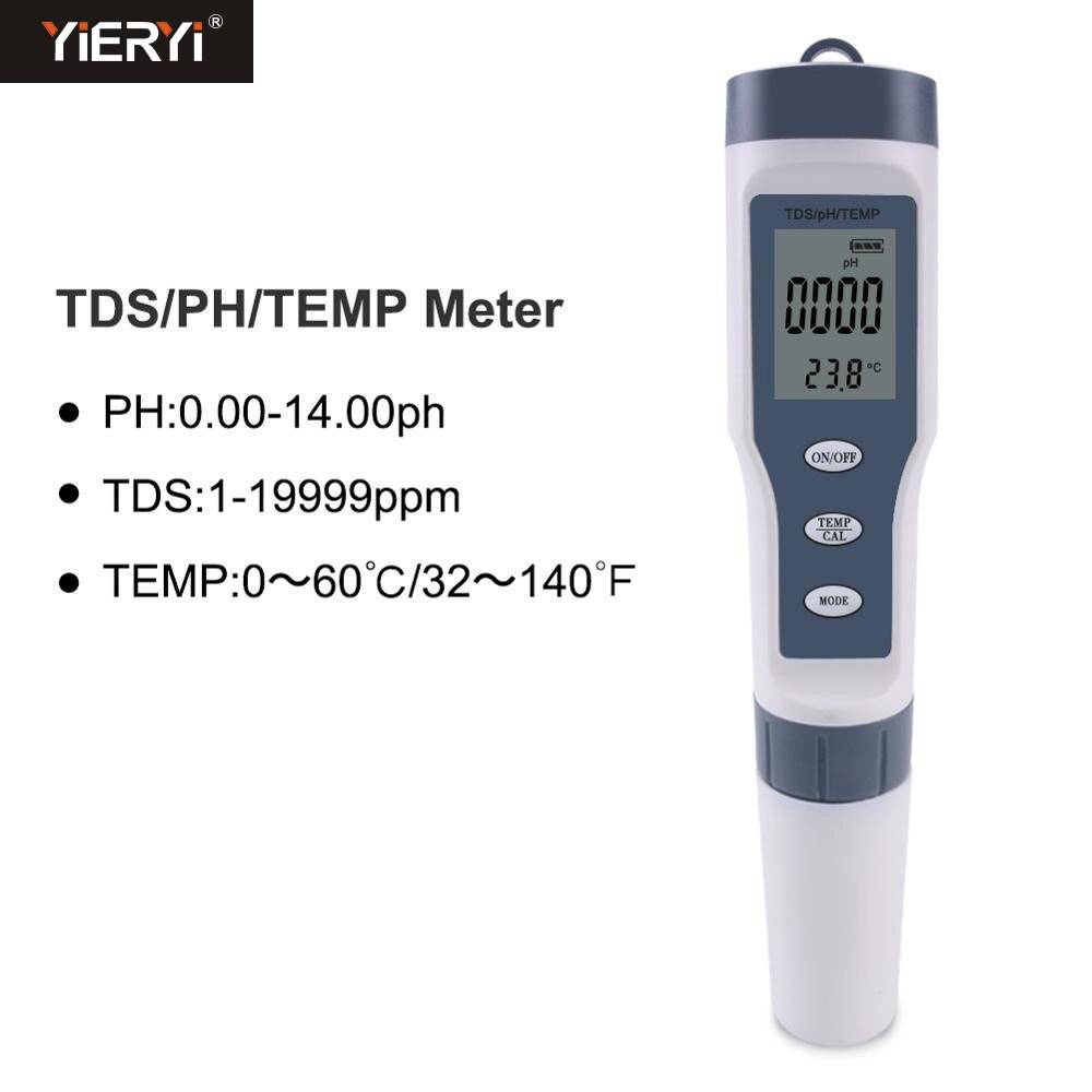 Yieryi digital vattentestare 4 in 1/3 in 1 test ec/tds/ph/temp vattenmonitor tester kit för pooler dricksvatten - Hq9901 nej bakgrundsbelysning