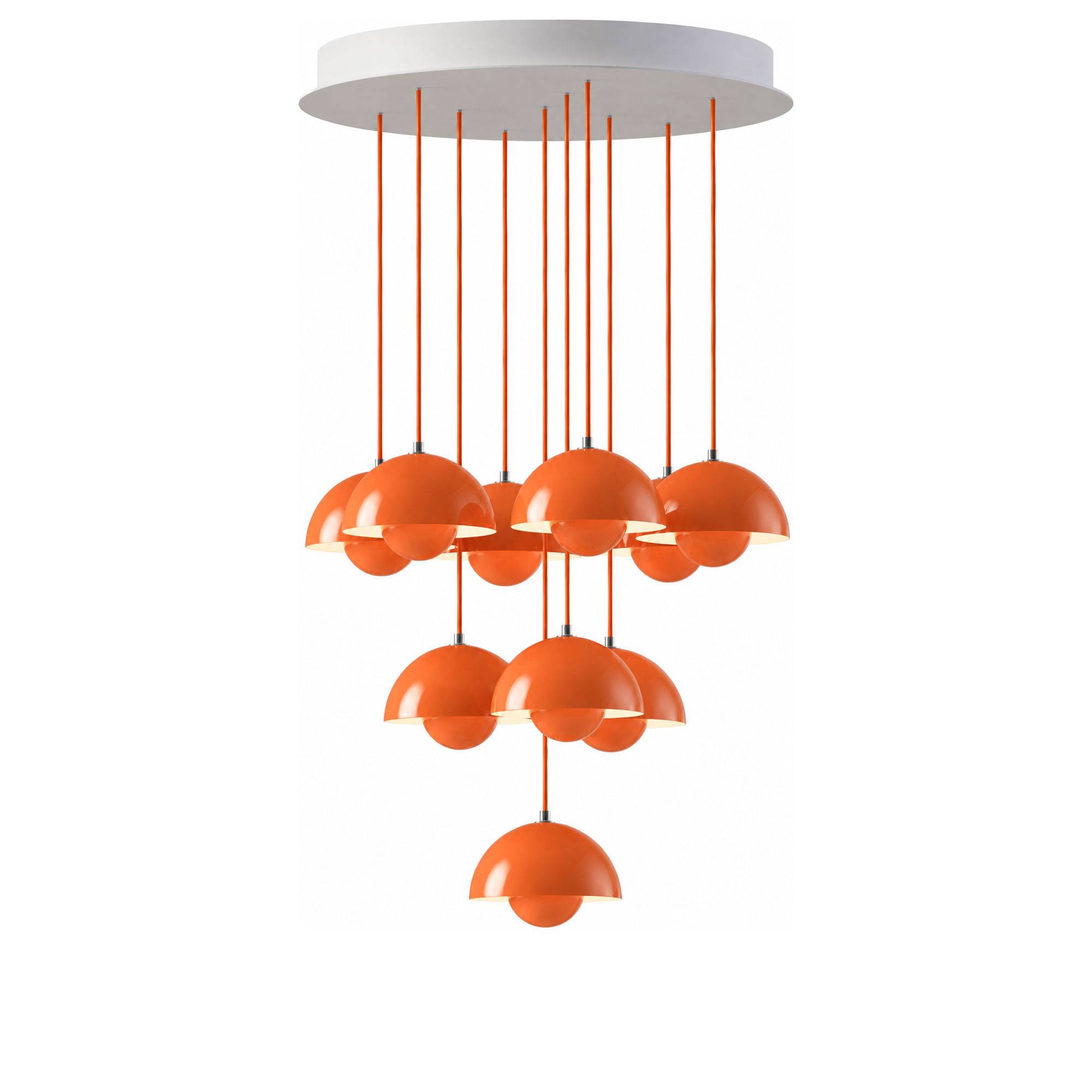 &Tradition - Flowerpot Chandelier VP10 10 Pendants zesty orange - Takkronor - Verner Panton - Orange