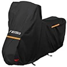 Favoto Motorradabdeckung Wasserdicht Motorrad Abdeckpane Outdoor 210D Oxford für Motorräder Elektroroller mit Windschutzscheibe Reflektionsstreifen Schloss-Loch 220cmx105cmx160cm Schwarz