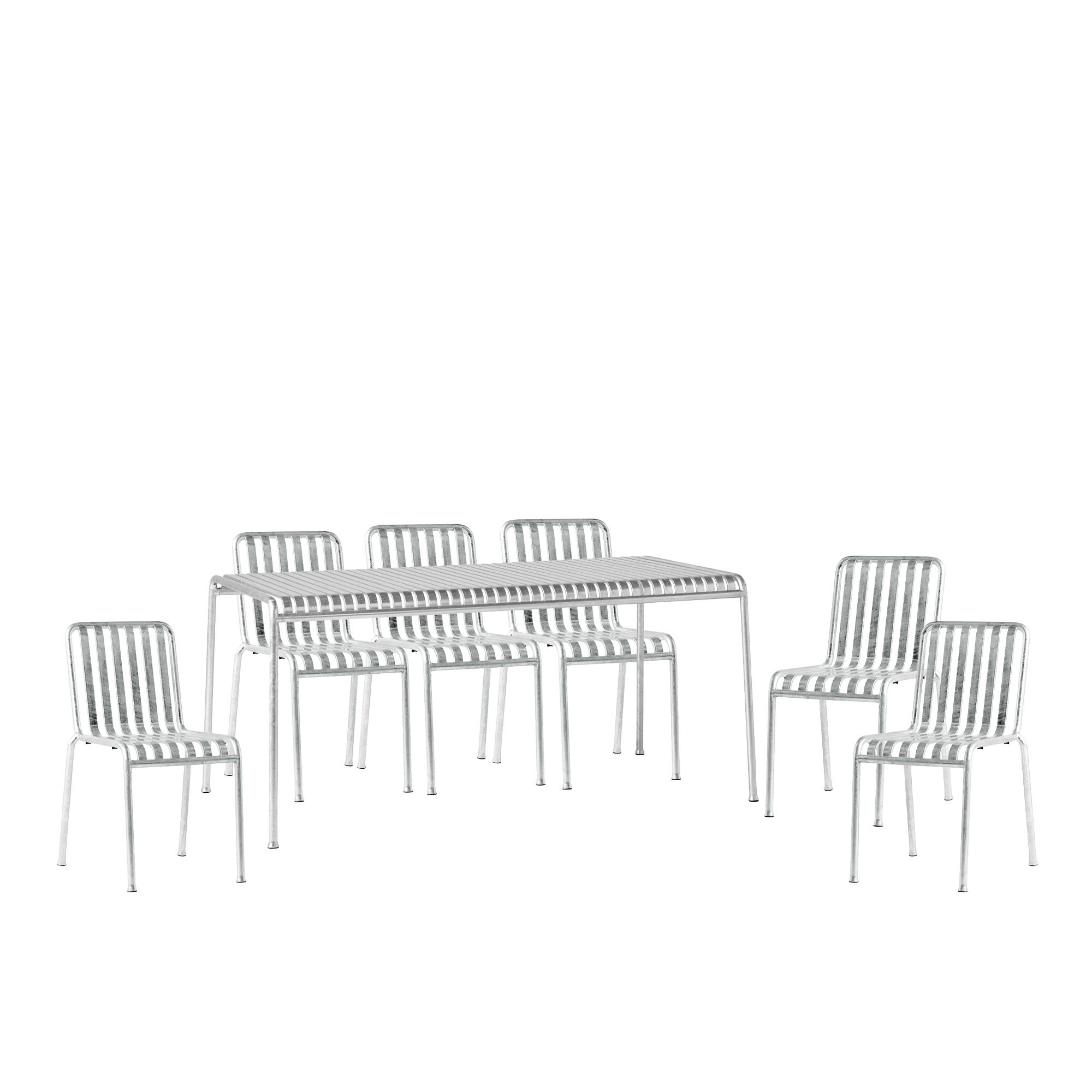 HAY - Palissade spisegruppe med bord 90x170cm & 6 stole hot galvanised - Havemøbelsæt til spisning - Ronan & Erwan Bouroullec