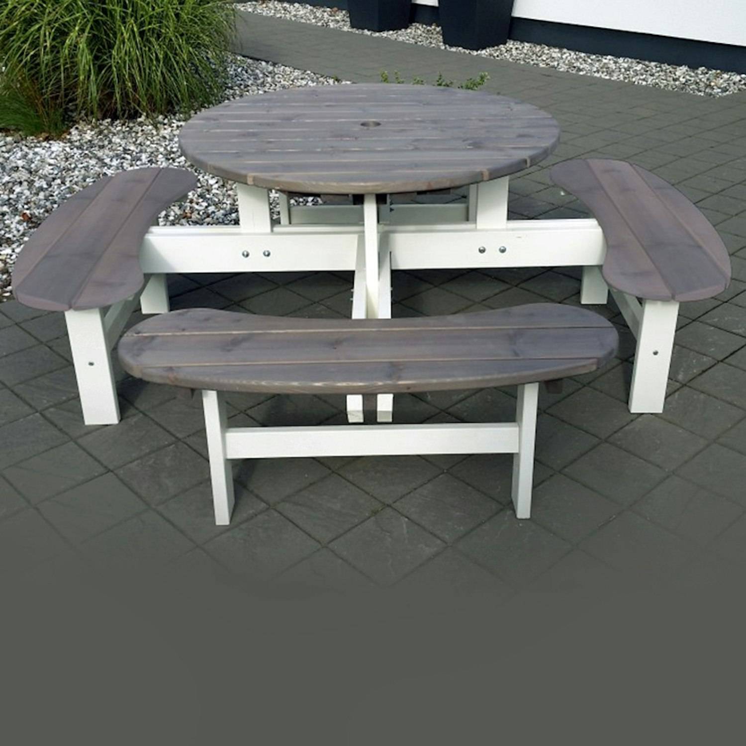 Bänkbord Utomhus Eden Wood Rondo Vit/Grå