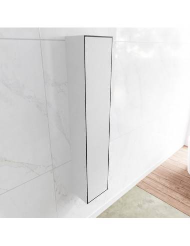 LAGOM venstrevendt skab til badeværelset 150 x 30 cm Solid surface - Talkum/Sort