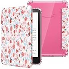 MoKo Case for All-new 7"Kindle Paperwhite 12th Generation 2024&Kindle Colorsoft Signature Edition 2024,Ultra Clear Soft Flexible Transparent TPU Back Cover Light Shell with Auto Wake/Sleep,Spring Pink