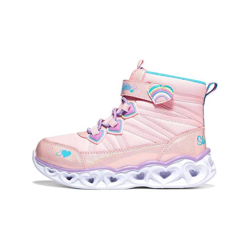 Skechers Heart Lights Anti Kick Dämpning Barn Livsstilsskor Rosa Flerfärgad Tonåringar 302668L-PKMT cm white