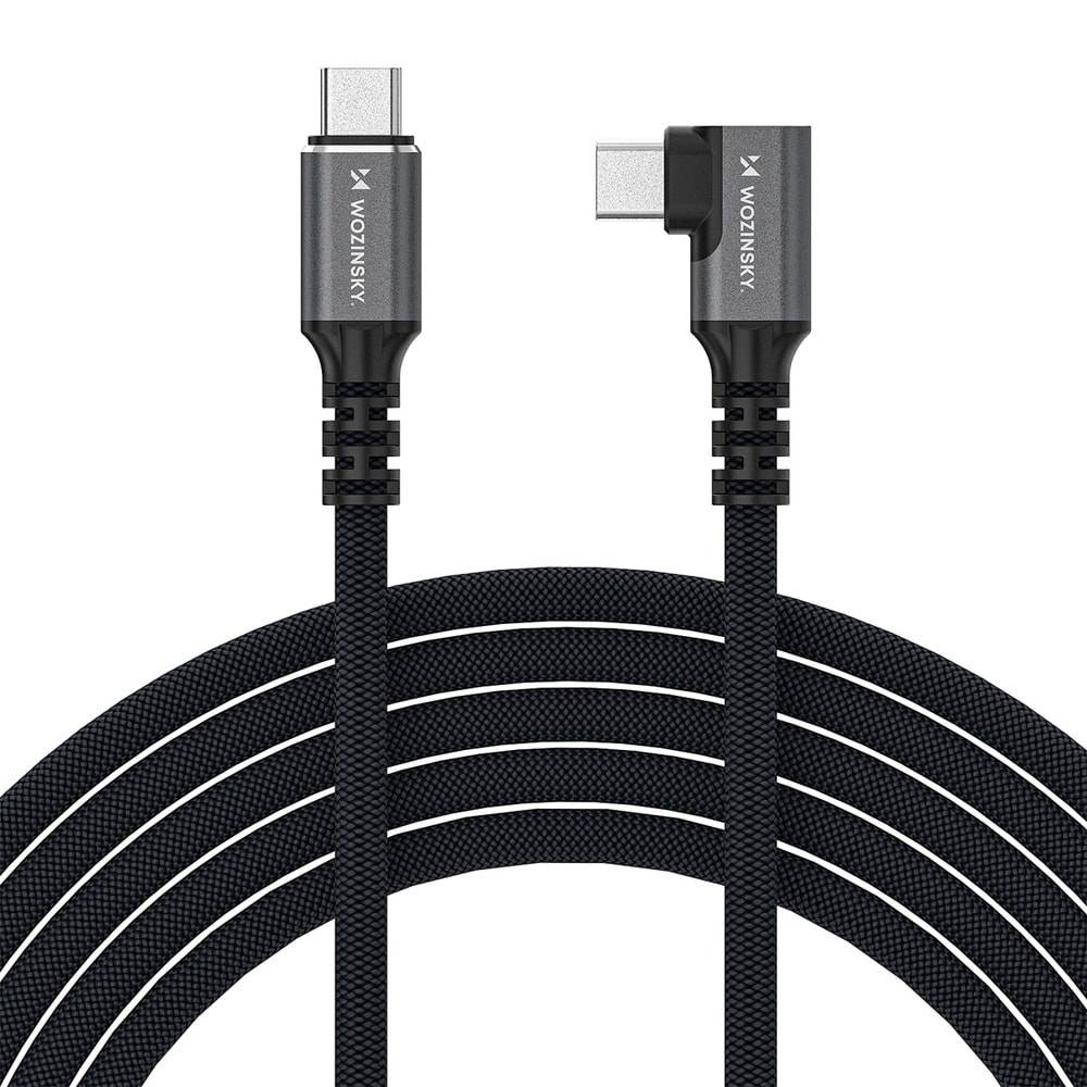 Wozinsky Thunderbolt 4 USB-C-kabel med vinklet stik 240W 1,5m 4K - Sort