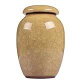 BRDECOR Katt Urna Keramik Yellow Ru kiln pattern 300ml Liten Kremeringsurna För Husdjur