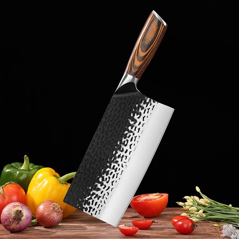 High Carbon Steel Chinese Cleaver Kitchen Chef Chopping Slicing Knife Bone Chopper Butcher Knife Cooking Tools with Wood Handle