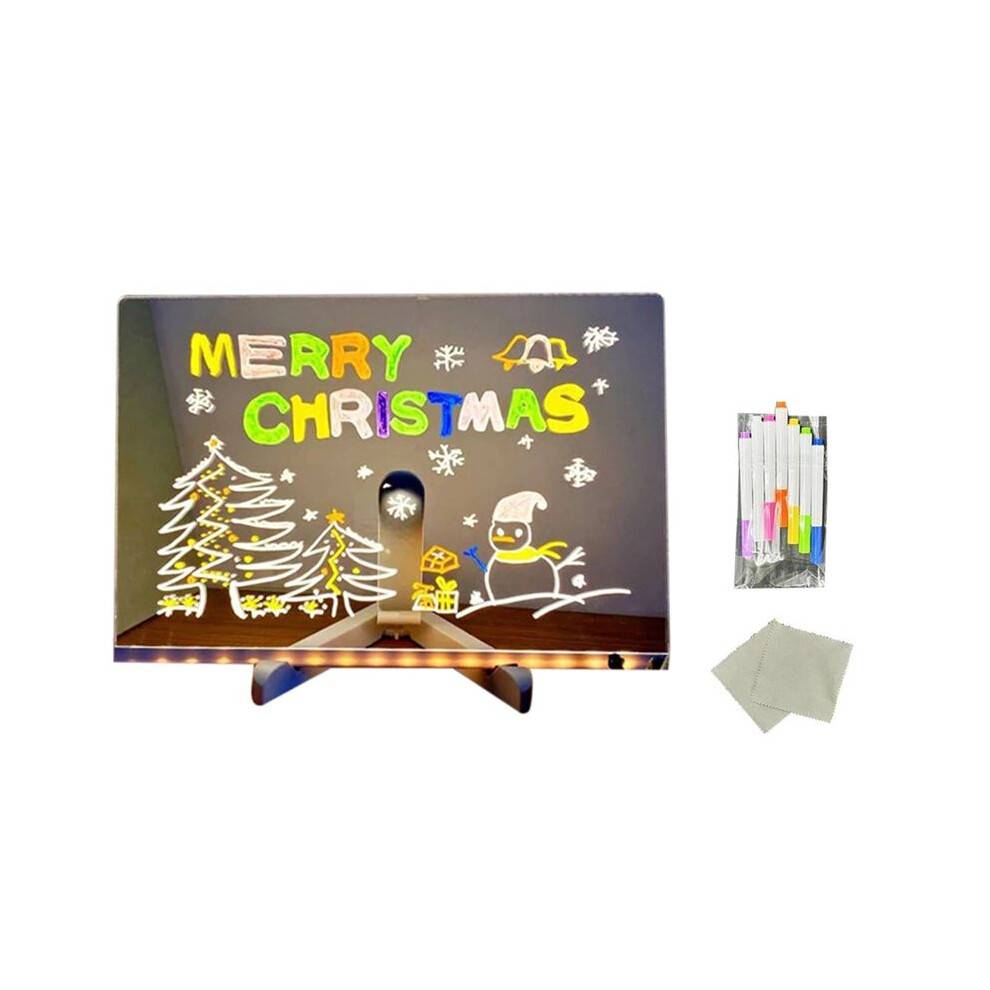 LED Note Board with Colors, 2025 Glowing LED Drawing Board for Kids, LED Not Board with Stand and 7 Color Markers L