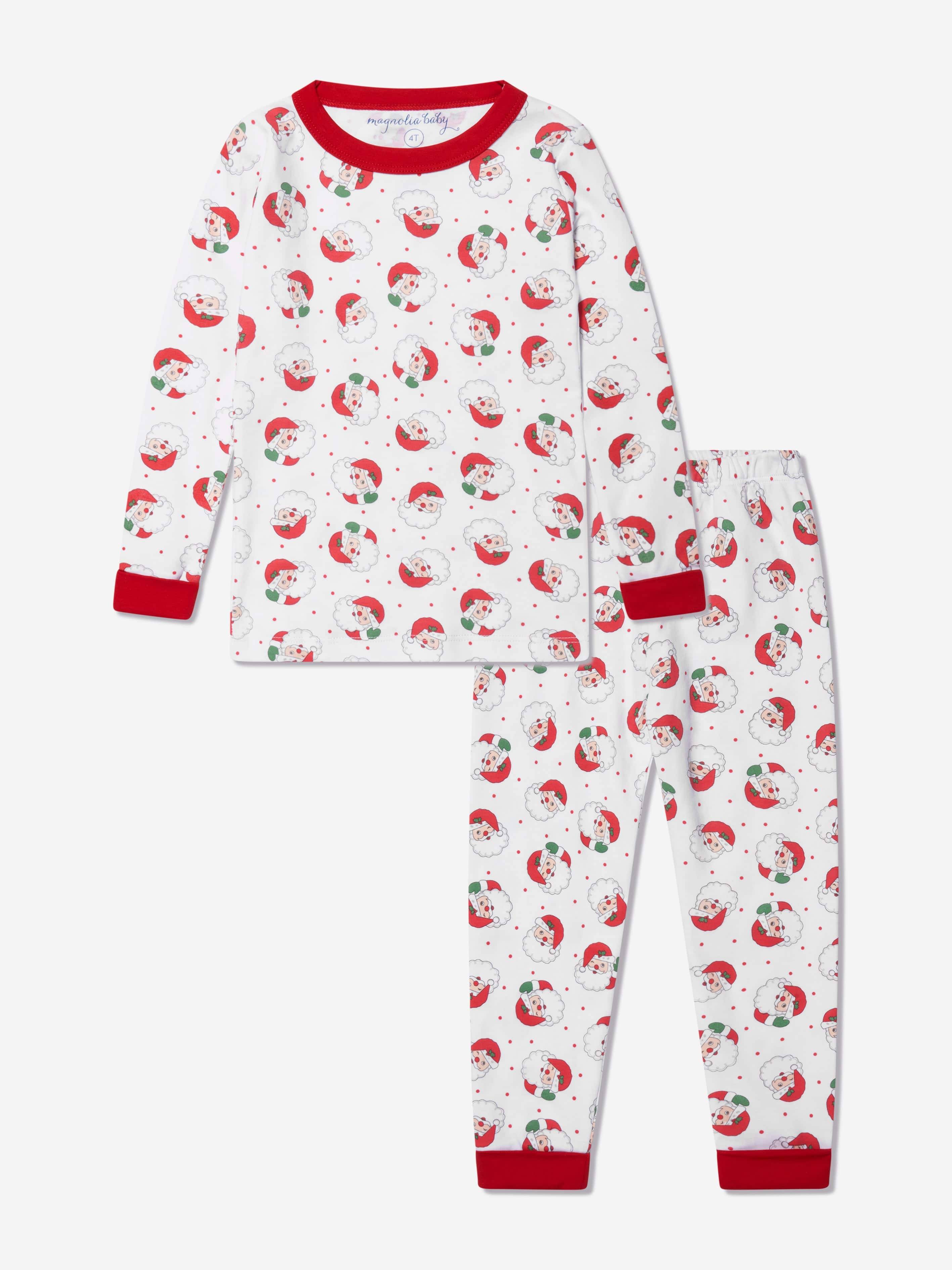 Magnolia Baby Kids Winking Santa Long Pyjamas in Red - Red / 12 - 18 Mths (12 - 18 Mths)