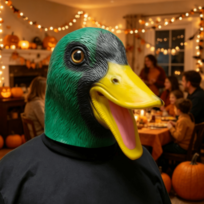1 st flerfärgad djurmask, Halloween-ankmask i latex, huvudöverdrag, performance-rekvisita, rolig karaktärsmask för kostymfest