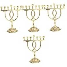 Abaodam 4 St 7 Ljusstake Religiösa Ljusstakar Menorah Ljusställ 7-grenad Menora Hanukkah Religionsljusstakar Traditionell Judisk Menorah Judisk Ljushållare Metall Hebreiska Matbord