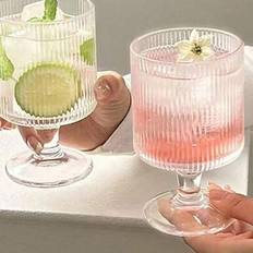 1 st 280 ml kort piedestalglas med vertikala randar, minimalistisk dricksmugg för hemmet, restaurangen, baren etc. Tillbaka till skolan - Vitt (En-Storlek)