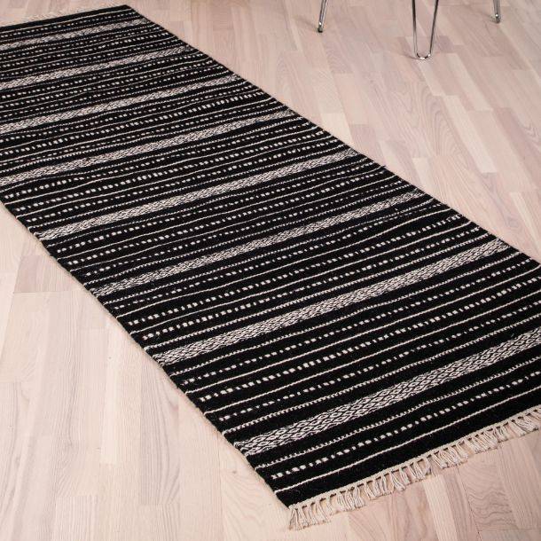 Kelimtæppe Uld Denver Elfenben Sort 160 x 230.