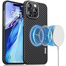 memumi Magnetiskt Carbon Fiber-fodral för iPhone 15 Pro Max, [Kompatibel med Mag-Safe] slitstarkt kolfodral [100% aramidfiber] med fallskydd av militärklass för iPhone 15 Pro Max