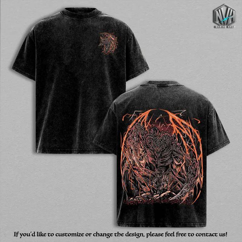 Elden Ring Shadow of the Erdtree Grafiska T-shirts, FromSoftware Action-RPG Mörk Fant cm black