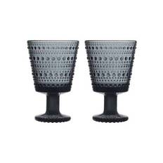 Iittala - Kastehelmi - 6 st Vin glas på fot 26 cl Mörkgrå Design Oiva Toikka
