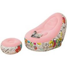 Graffiti stil lata uppblåsbara soffa med pedal kombination vilstol - rosa
